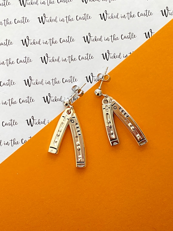 Snips Sabers, Stud and Clip on Earrings,  earrings, hard enamel silver plating