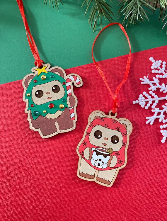 Ornament Wicket Christmas earrings , hand painted, limited edition