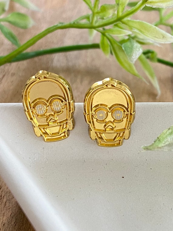 Droid C3 , Stud Earrings, enamel gold plating