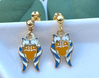 Snips  (Pair) Stud and Clip-On Earrings,  Elegant Enamel Design  Gold & Silver Tones