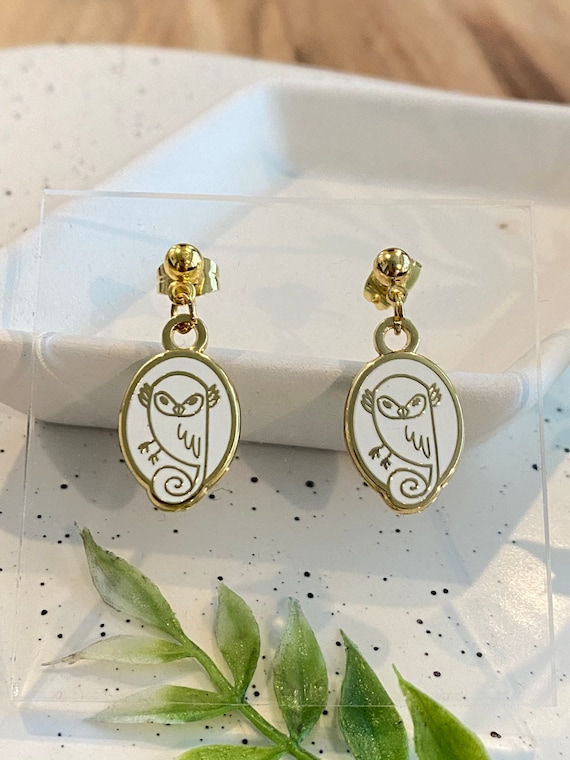 Space Owl earrings, Stud and Clip on Earrings, earrings, hard enamel