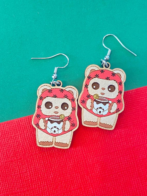 wicket Christmas earrings , hand painted, limited edition