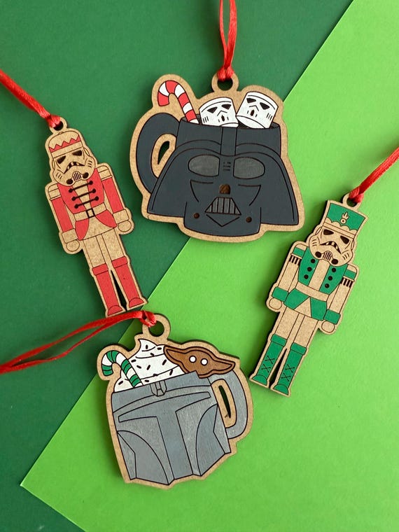 Holiday Mug and Nutcracker Ornaments, Gift tags, stocking stuffers