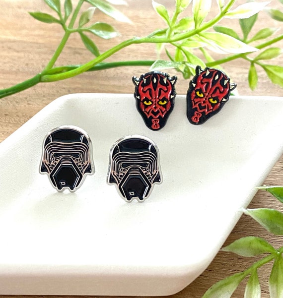 Dark side helmet earrings, Stud Earrings, Christmas gift