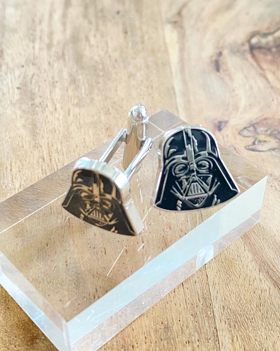 Cufflinks Dark side helmet earrings, Stud Earrings, hard enamel, May 4th