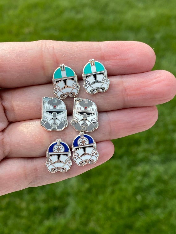 Jesse, Captain H, Commander W helmet , Stud Earrings, hard enamel silver plating