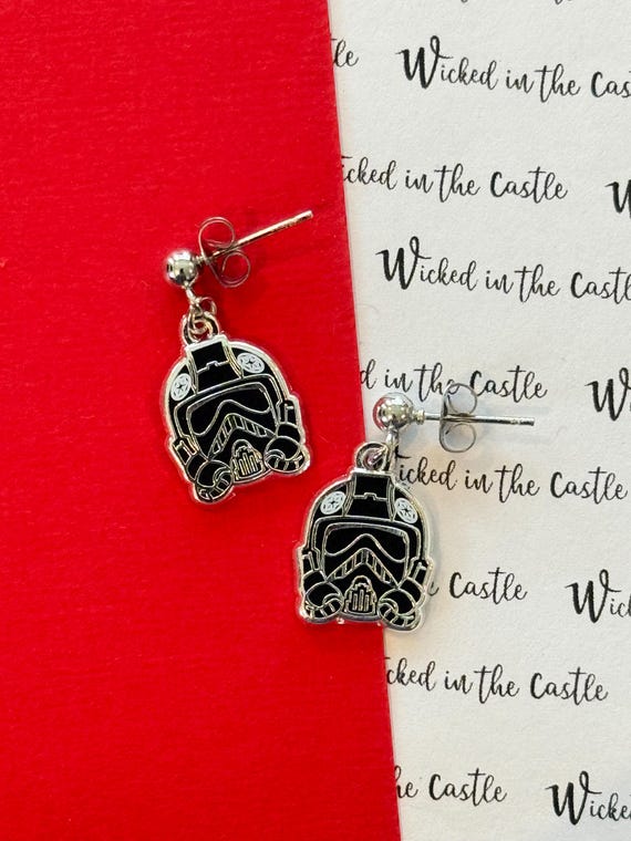 Imperial Pilot (Pair) dangle Earrings, hard enamel, clip on