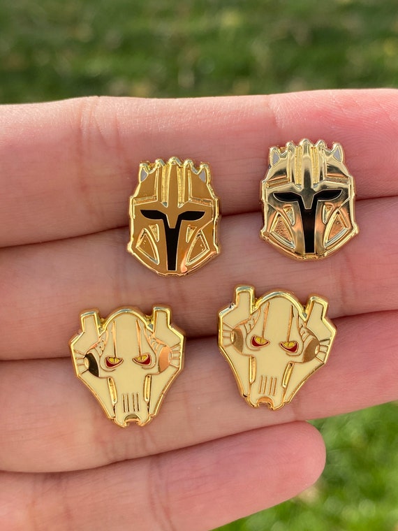 General G, Armorer helmet , Stud Earrings, hard enamel gold plating