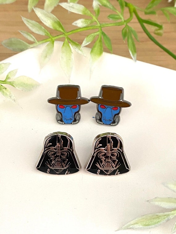 Dark side helmet earrings, Stud Earrings, hard enamel, May 4th