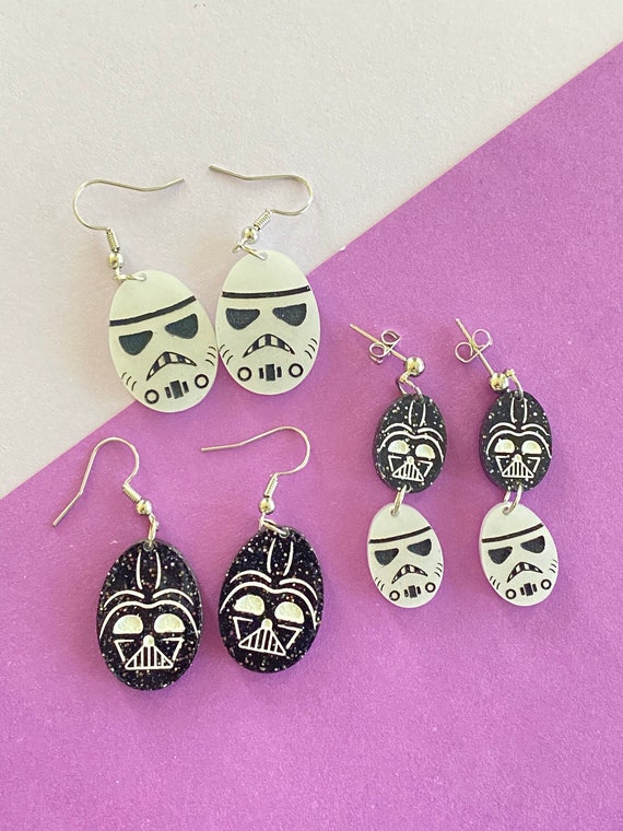 Easter eggs Clone and Darth V earrings, hand painted, limited edition