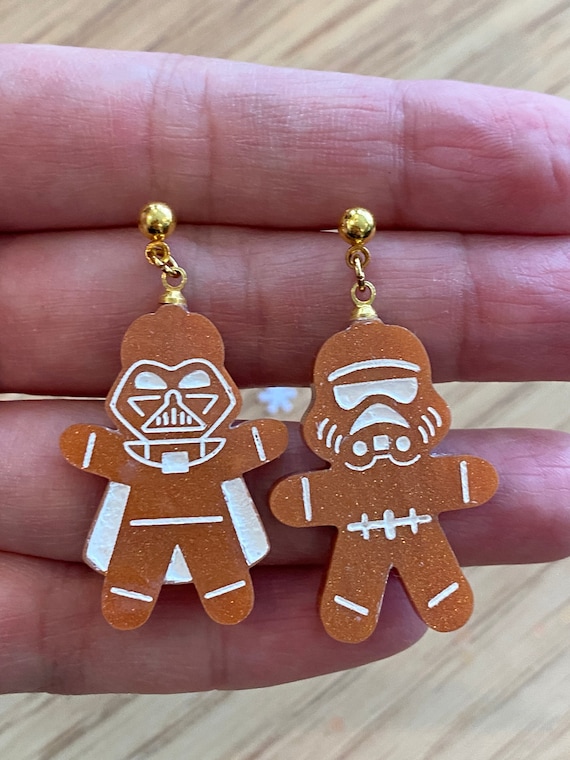 Clone and Darth V earrings, hand painted, limited edition