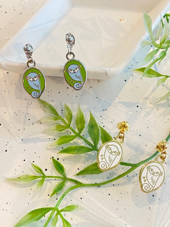 Space Owl earrings, Stud and Clip on Earrings, earrings, hard enamel