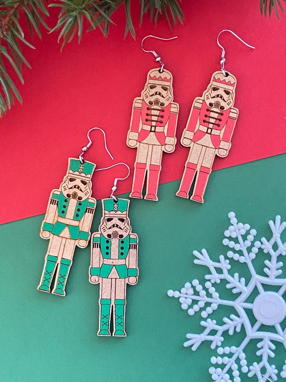 Nutcracker Trooper earrings, hand painted, limited edition
