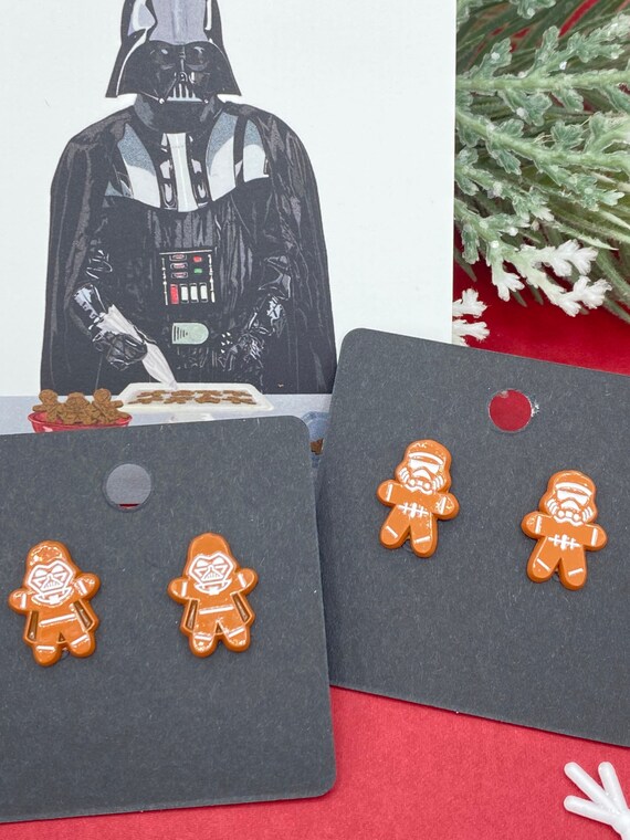 Darth V cookie, Gingerbread earrings, Christmas gift, earrings stud