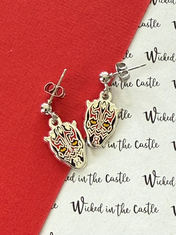 Darth M (Pair) dangle Earrings, hard enamel, clip on