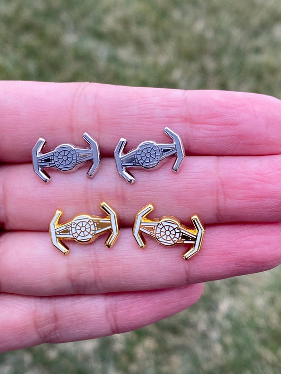 tie ship, Stud Earrings, hard enamel silver plating