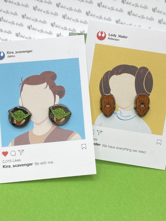 Master, Chewie earrings, Stud Earrings, hard enamel silver plating