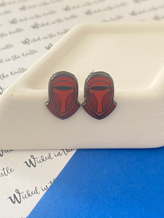 Emperor, Imperial clone helmet earrings, Stud earrings, hard enamel silver plating