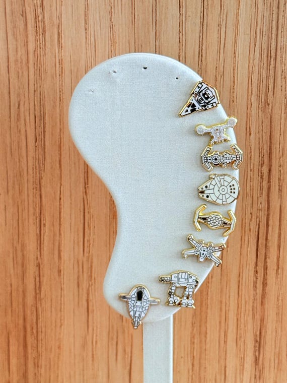 Gold plated Mix and Match Ships , Stud Earrings, hard enamel 