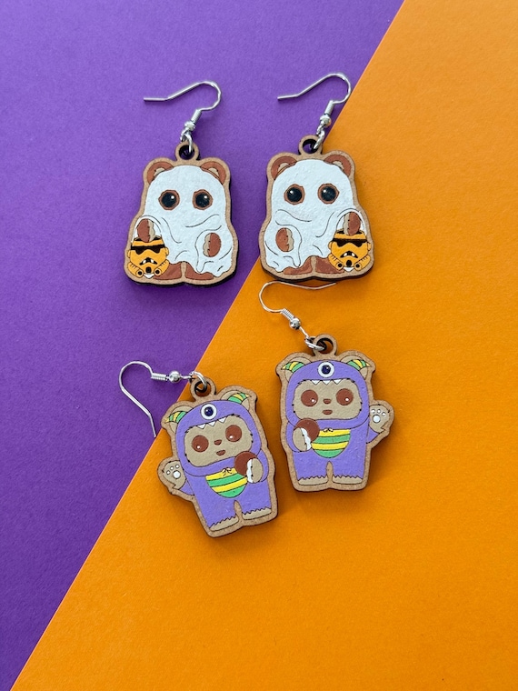 Halloween E-wok earrings, hand painted, limited edition