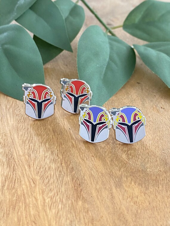Sabine helmet , Stud Earrings, hard enamel silver plating