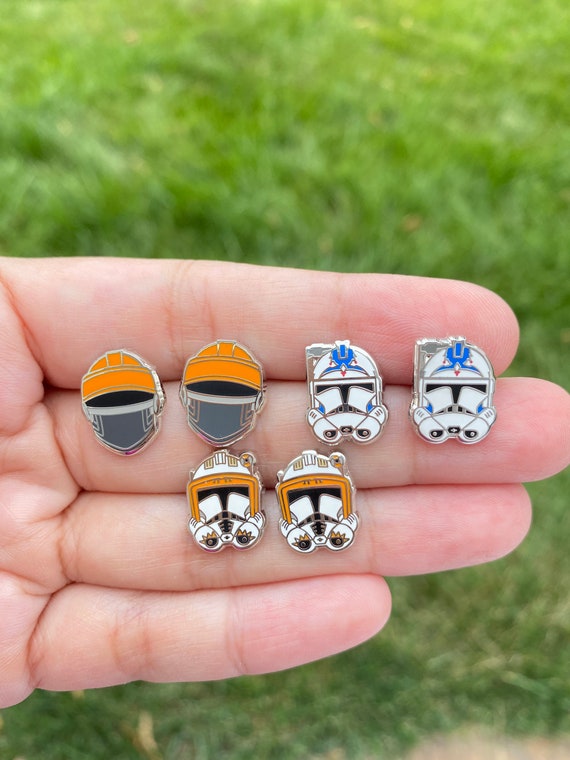 Cody, Fives and Fenec helmet , Stud Earrings, hard enamel silver plating