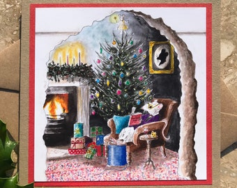 Mouse Christmas Card “Christmouse Tree”, Animal Christmas Card, Holiday Card, Mouse, Mice, Cosy, Whimsical, Cute