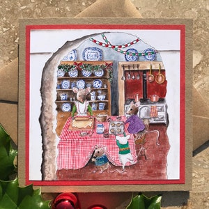 Carte de Noël avec une souris, « Noël pain d'épice », carte de Noël animal, carte de vœux, souris, souris, confortable, fantaisiste, mignonne