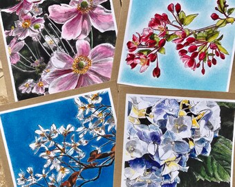 Botanical Greetings Card Collection, Flower Cards, Birthday, Anniversary, Wedding, Engagement, Thank You Note, Mother’s Day, Gardening Fans