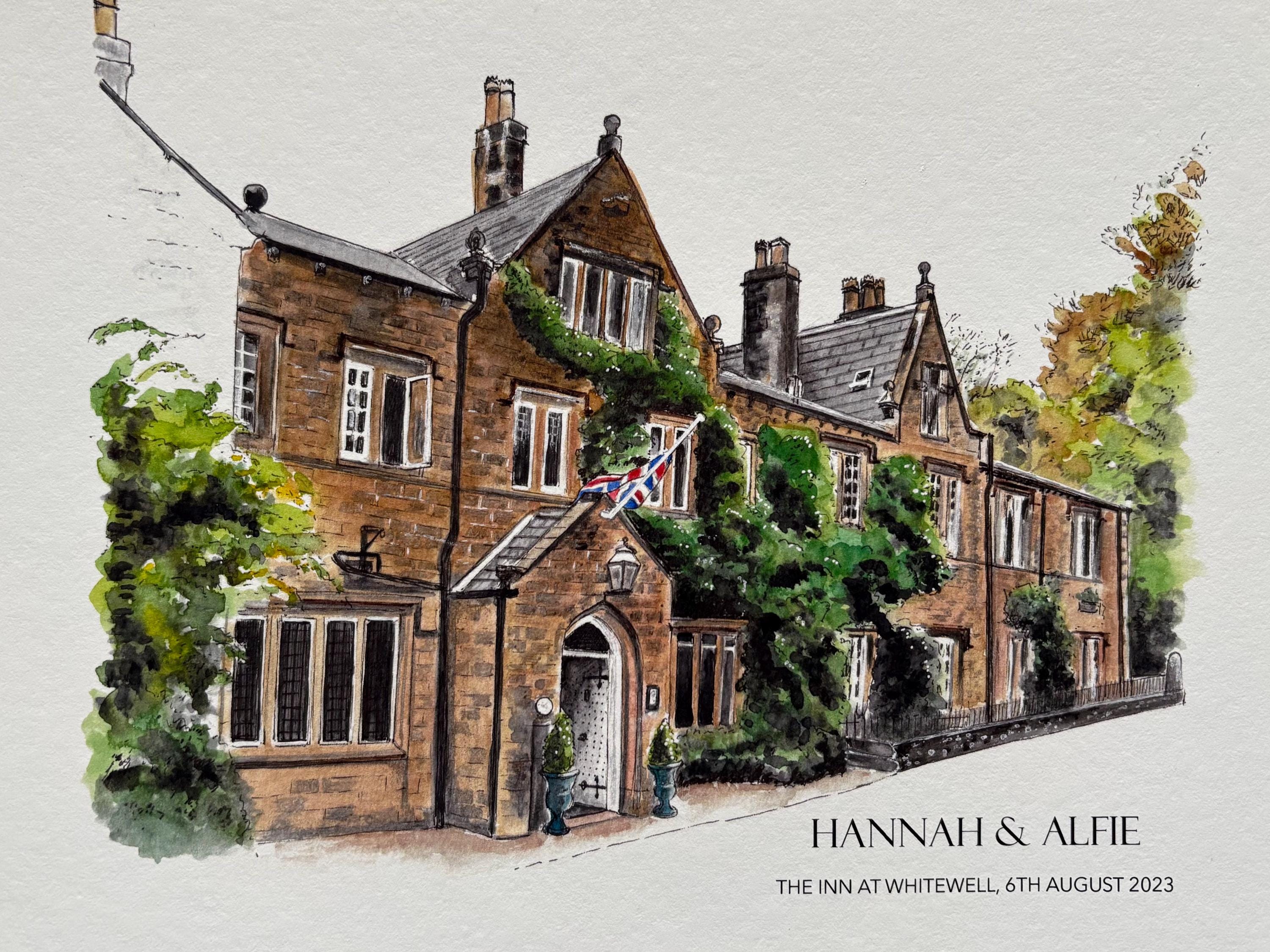 Hand-painted Wedding Venue, Proposal Location, Personalised Watercolour, Engagements, Destination Weddings, Anniversaries, Couple First Date
