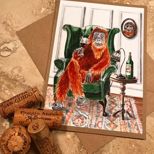 The Connoisseur Greetings Card, Birthday, Wine lover, Orangutan, Anniversary, Congratulations, Celebration, Fathers Day image 6