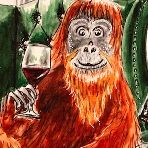 The Connoisseur Greetings Card, Birthday, Wine lover, Orangutan, Anniversary, Congratulations, Celebration, Fathers Day image 3