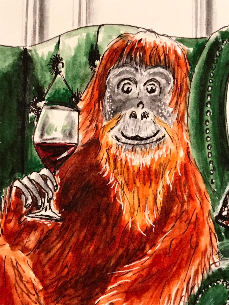 The Connoisseur Greetings Card, Birthday, Wine lover, Orangutan, Anniversary, Congratulations, Celebration, Fathers Day image 3