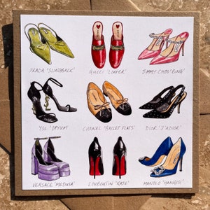 Biglietto di auguri per scarpe, biglietto di auguri, compleanno, anniversario, biglietto di ringraziamento, fidanzata, mamma, festa della mamma, moda