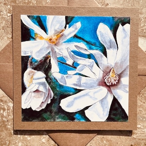 Biglietto d'auguri Magnolia Stellata, Compleanno, Anniversario, Matrimonio, Fidanzamento, Biglietto di ringraziamento, Festa della mamma, Appassionati di giardinaggio