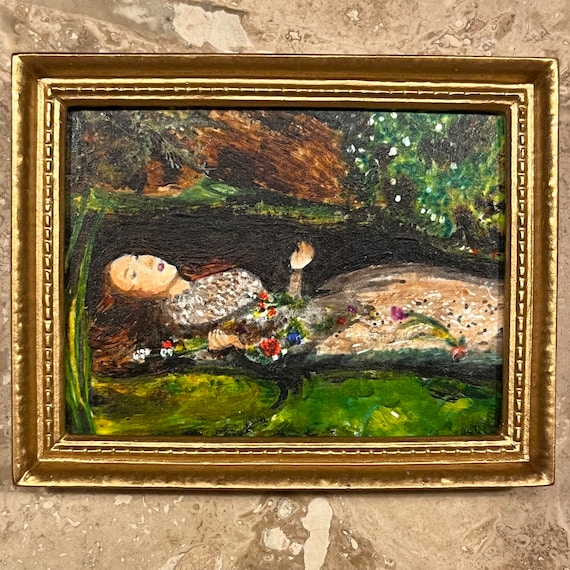 Hand painted Miniature Painting Millais Ophelia Dolls House Painting Dollhouse Painting Mini Masterpiece Book Nook Etsy UK