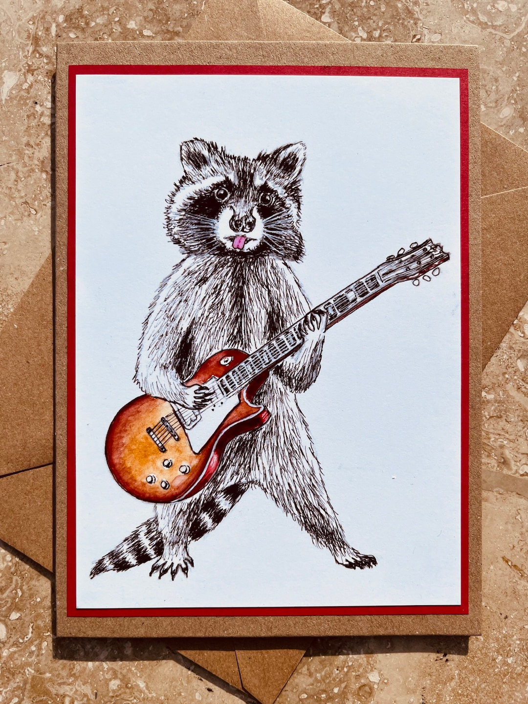 Rockstar Racoon Drawing Rockstar Racoon Greetings Card, Guitar, Birthday, Celebration, Rock ...