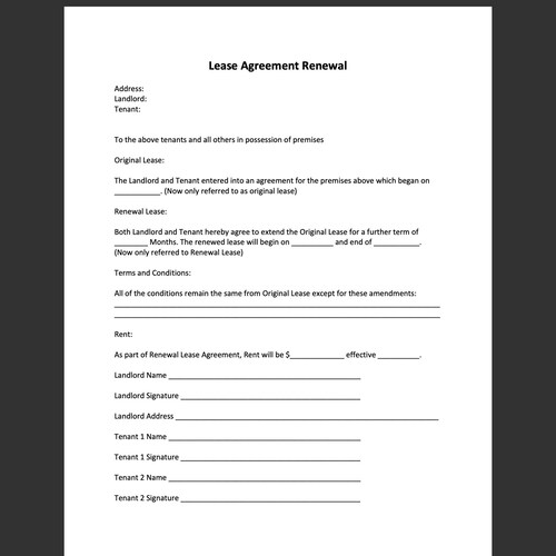 Lease Renewal Agreement Landlord and Tenant Agreement Etsy