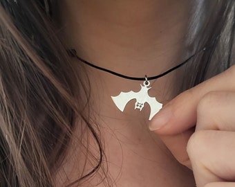 Ajustable stainless steel stick bat charm necklace, adjustable bat choker, gift for men, gift for him, gift idea for bff