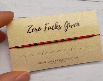 Zero Fucks Given Morse Code Bracelet custom text fuck cancer illness bracelet recovery sober no alcohol celebration confidence motivation