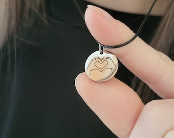 Stainless steel heart charm necklace, adjustable heart charm choker, gift for bff, anniversary gift, gift for her, bts fan, k pop fan