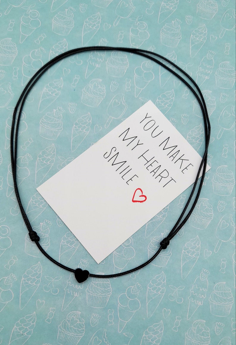 Edelstahl Herz Charm Halskette, verstellbarer Herz Charm Halsband, Geschenk mit Sonderbotschaft Bild 3
