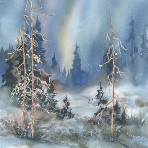 Aurora Borealis - Kunstkarte, signierter Druck, 20 x 25 cm, 30 x 30 cm, 30 x 40 cm