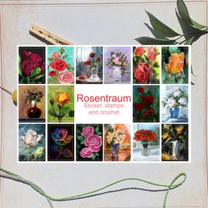 Pegatinas estilo sello ROSE DREAM para diarios, álbumes de recortes, cartas o postales