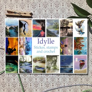 Adesivi in stile timbro IDYLLE per journaling, scrapbooking, lettere o cartoline