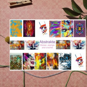 Pegatinas en estilo sello ABSTRAKTE para diario, scrapbooking, cartas o postales