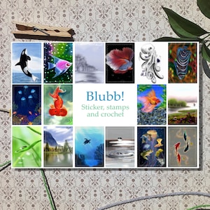 Estilo do selo postal autocolantes BLUBB! para diário, scrapbooking, cartas ou cartões postais