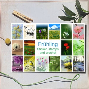 Autocollants style tampon PRINTEMPS pour journalisation, scrapbooking, lettres ou cartes postales