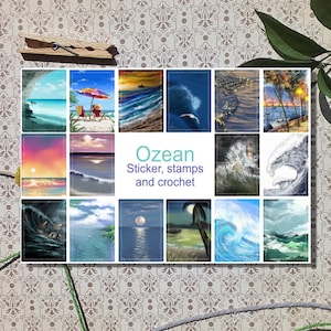 Pegatinas estilo sello OCEAN para diarios, álbumes de recortes, cartas o postales