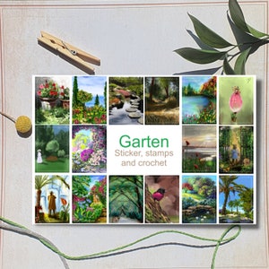 Autocollants de style timbre JARDIN pour la journalisation, le scrapbooking, les lettres ou les cartes postales